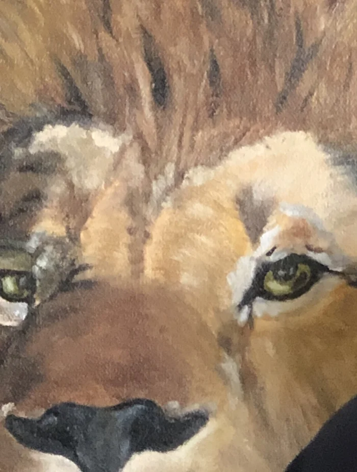 Eyes) - My, Painting, Canvas, Author's painting, Oil painting, Eyes, Animalistics, a lion, Painting, Longpost