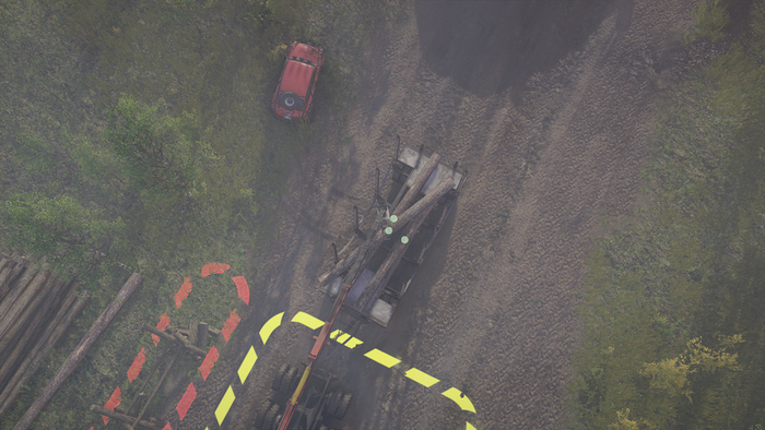 Зелёные кружочки по центру бревна означают, что их можно безопасно упаковывать