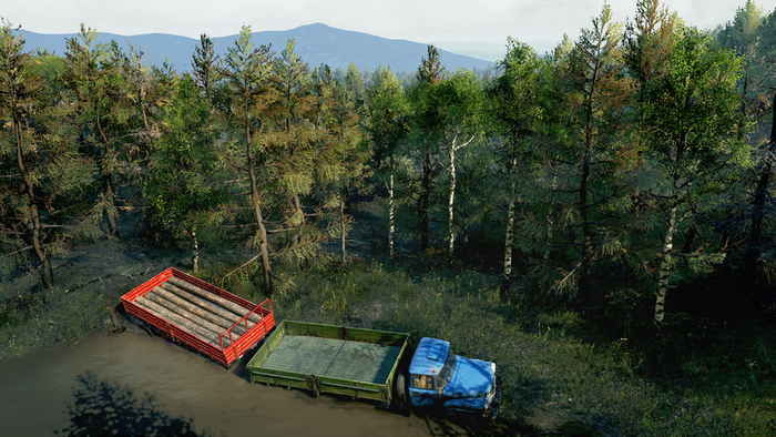 Один из креативных методов, прицеп идеально подходит для брёвен по длине в отличие от бортового кузова грузовика