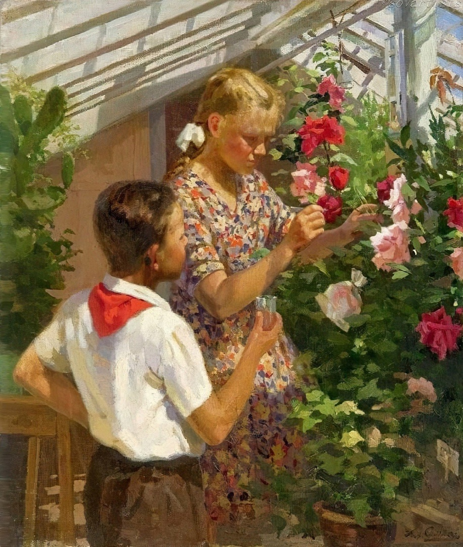 Alexander Vasilievich Semyashkin. Yunnaty, 1956 - Painting, Painting, 1956, Youths