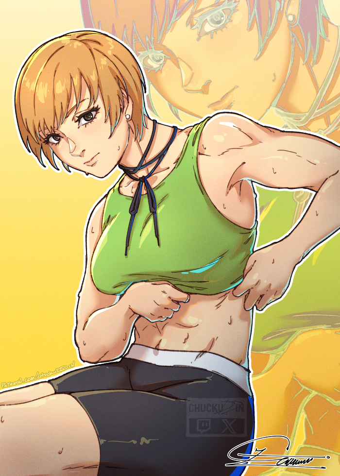   , , Anime Art, Persona, Persona 4, Chie Satonaka, Muscleart,  , , Game Art, Chuckuddin