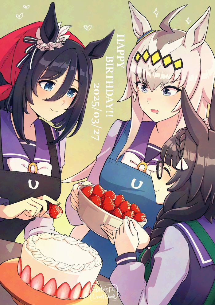 Oguri Cap, Eishin Flash & Zenno Rob Roy    27.03 , Anime Art, Uma Musume Pretty Derby, Oguri Cap, Eishin Flash, Zenno Rob Roy (Umamusume), Animal Ears,  