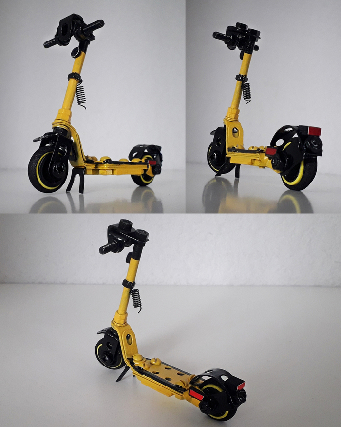 Яндекс самокат из металлического конструктора, резины и картона