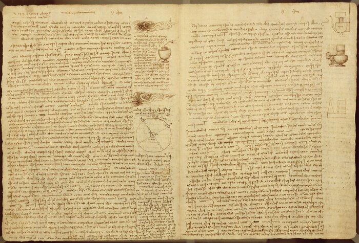 Страница из Лестерского кодекса, 1508-12 гг.