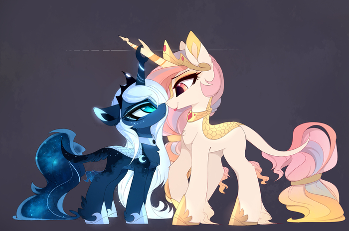    My Little Pony, Ponyart, Princess Luna, MLP Kirin, Magnaluna, Princess Celestia