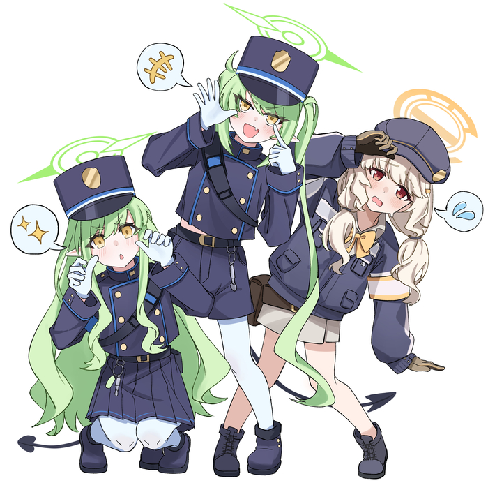 4 cunny     , Anime Art, Blue Archive, Tachibana Nozomi, Tachibana Hikari, Utsumi Aoba