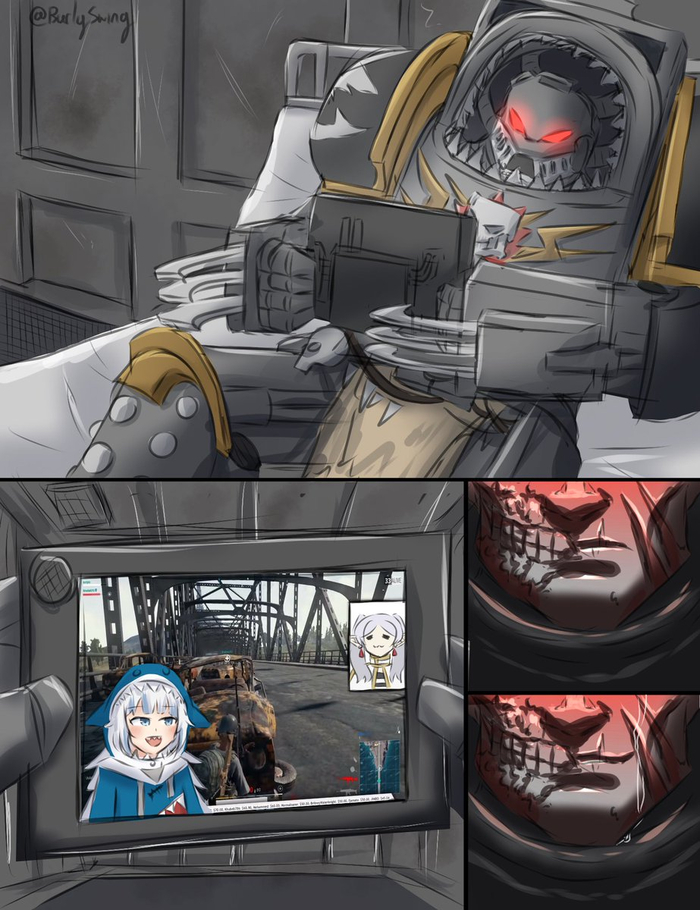   Warhammer 40k, Wh Art, Wh Other, Carcharodons, Gawr Gura, Hololive, Burlyswing, Adeptus Astartes, Frieren,   , PUBG
