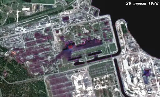Фото ЧАЭС со спутника 29 апреля 1986 года