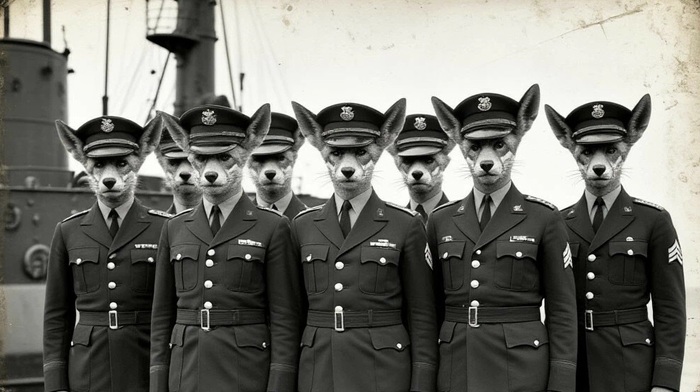 Герои вертолетчики, справа налево: ст.с-т Мануату Хацуро, с-т.л-т Сидо Аруату, ст.с-т Гэнко Тааку, м-р Сидо Таури, м-р Бэго Риури, ст.с-т Курияма Сошау, ст.л-т Югиу Пакауи, ст.с-т Кимура Таари