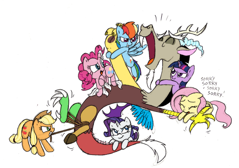I give upI give upI give up! Ha-aaa-ha-ha-ha! - My little pony, PonyArt, Twilight sparkle, Rainbow dash, Rarity, Applejack, Pinkie pie, Discord