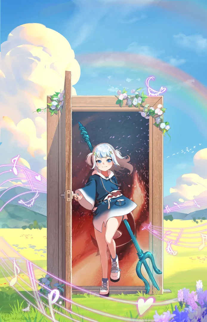 Ash Again and Reborn! - Anime, Anime art, Gawr gura, Virtual youtuber, Hololive, Longpost