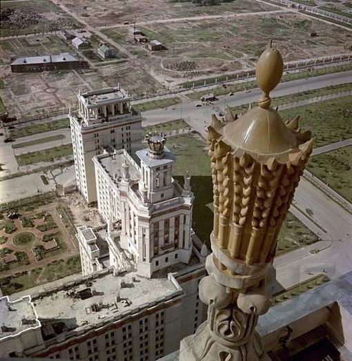 View from the Moscow State University building, 1952 - The photo, the USSR, Moscow, Film, MSU, Architecture, 1952, Building, Street photography