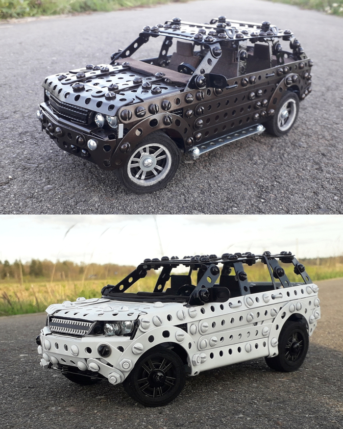 Range Rover, Land Rover из металлического конструктора, проволоки, резины и картона
