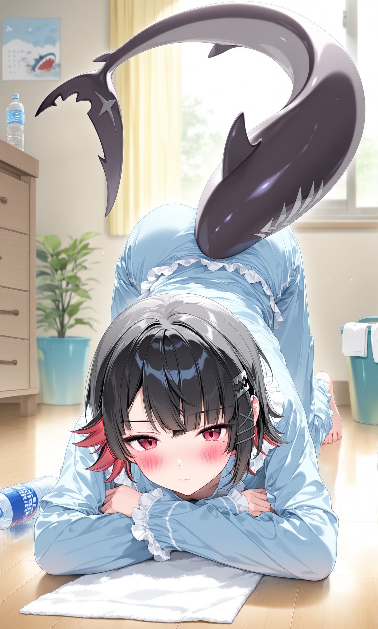 Continuation of the post Good Shark Morning - Art, Anime, Anime art, Neural network art, Zenless Zone Zero, Ellen Joe (zzz), Tail, Games, Game art, Jeje box, A wave of posts, Reply to post
