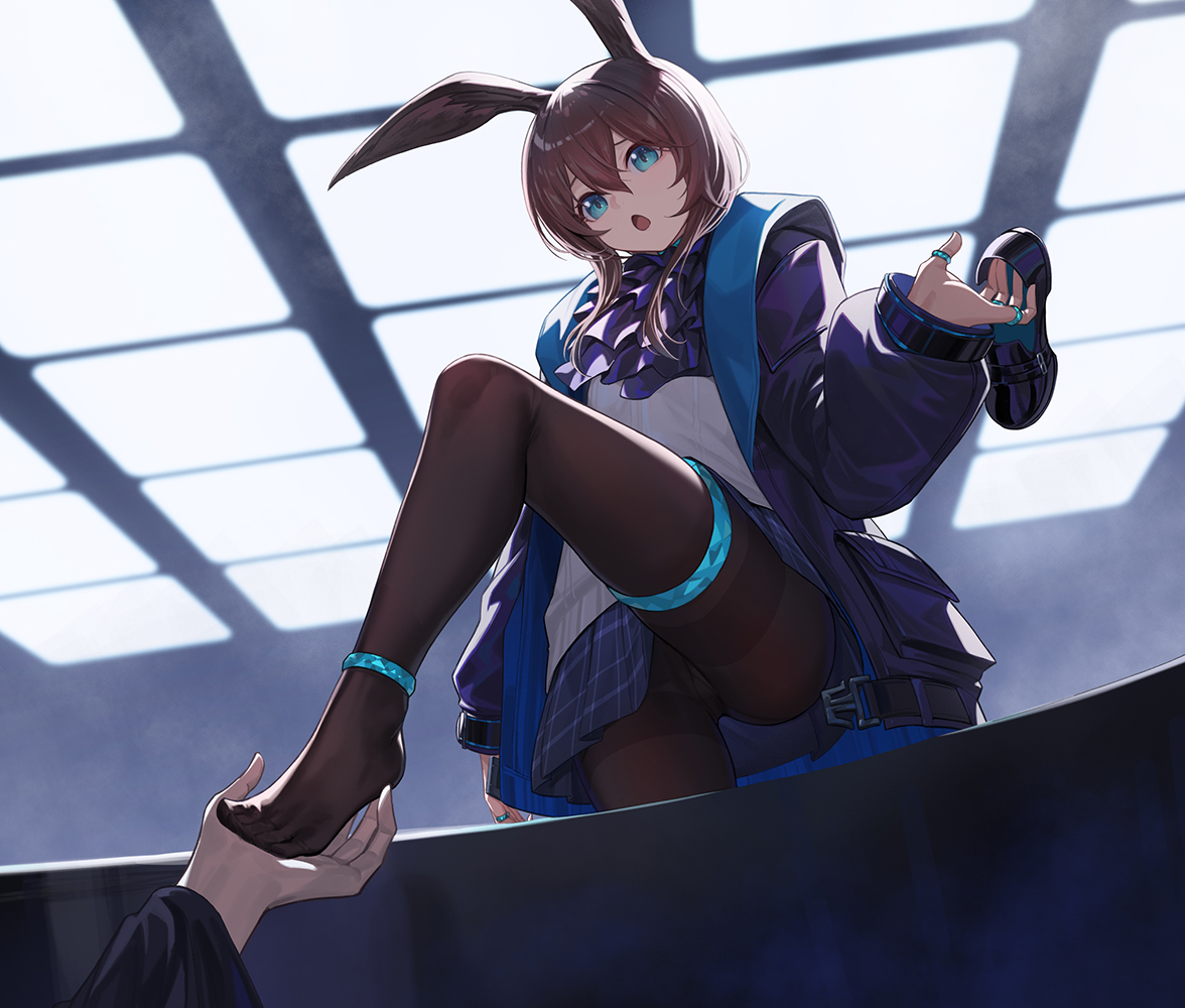 Amiya - Anime art, Anime, Arknights, Amiya, Animal ears, Tights