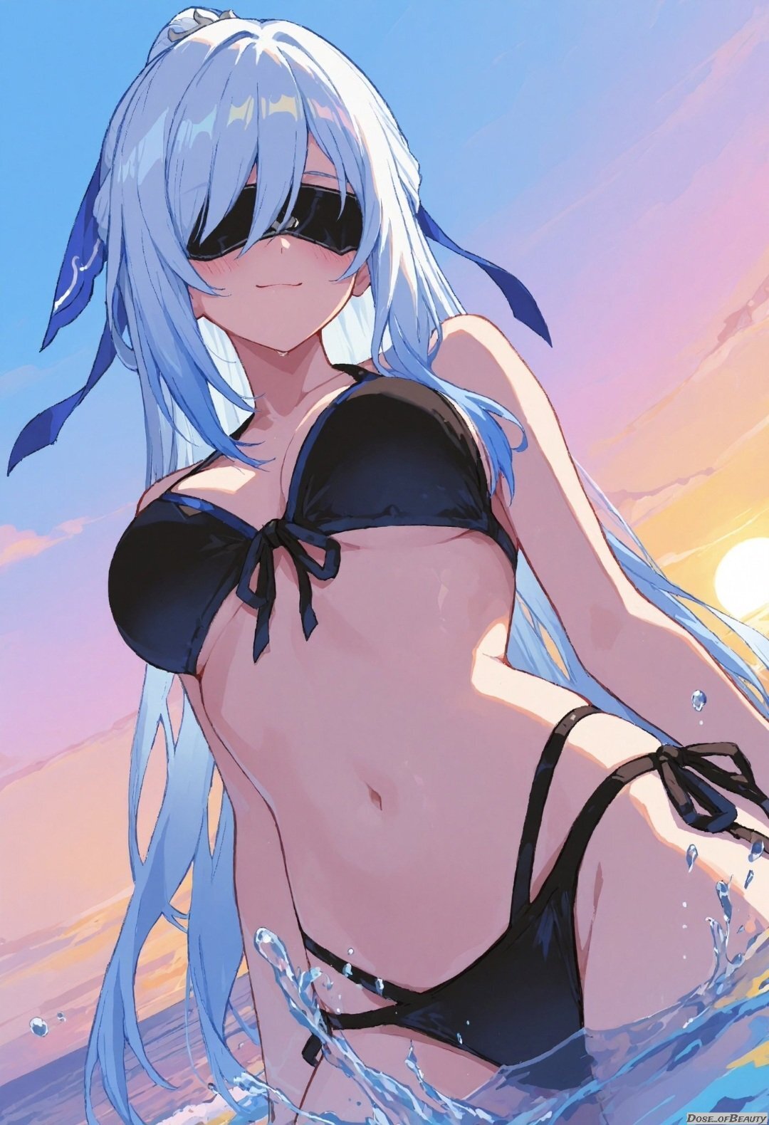 Jingliu - Neural network art, Pixiv, Anime art, Anime, Honkai: Star Rail, Jingliu (Honkai: Star Rail), Swimsuit