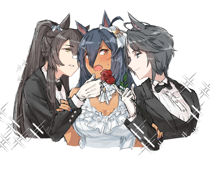 Narita Brian, Hishi Amazon & Fuji Kiseki , Anime Art, Uma Musume Pretty Derby, Narita Brian, Fuji Kiseki, Animal Ears