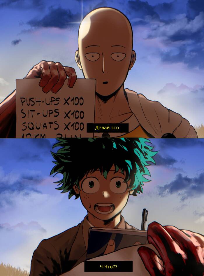    , Anime Art, Saitama, Midoriya izuku, Onepunchman, Boku no Hero Academia, ,  