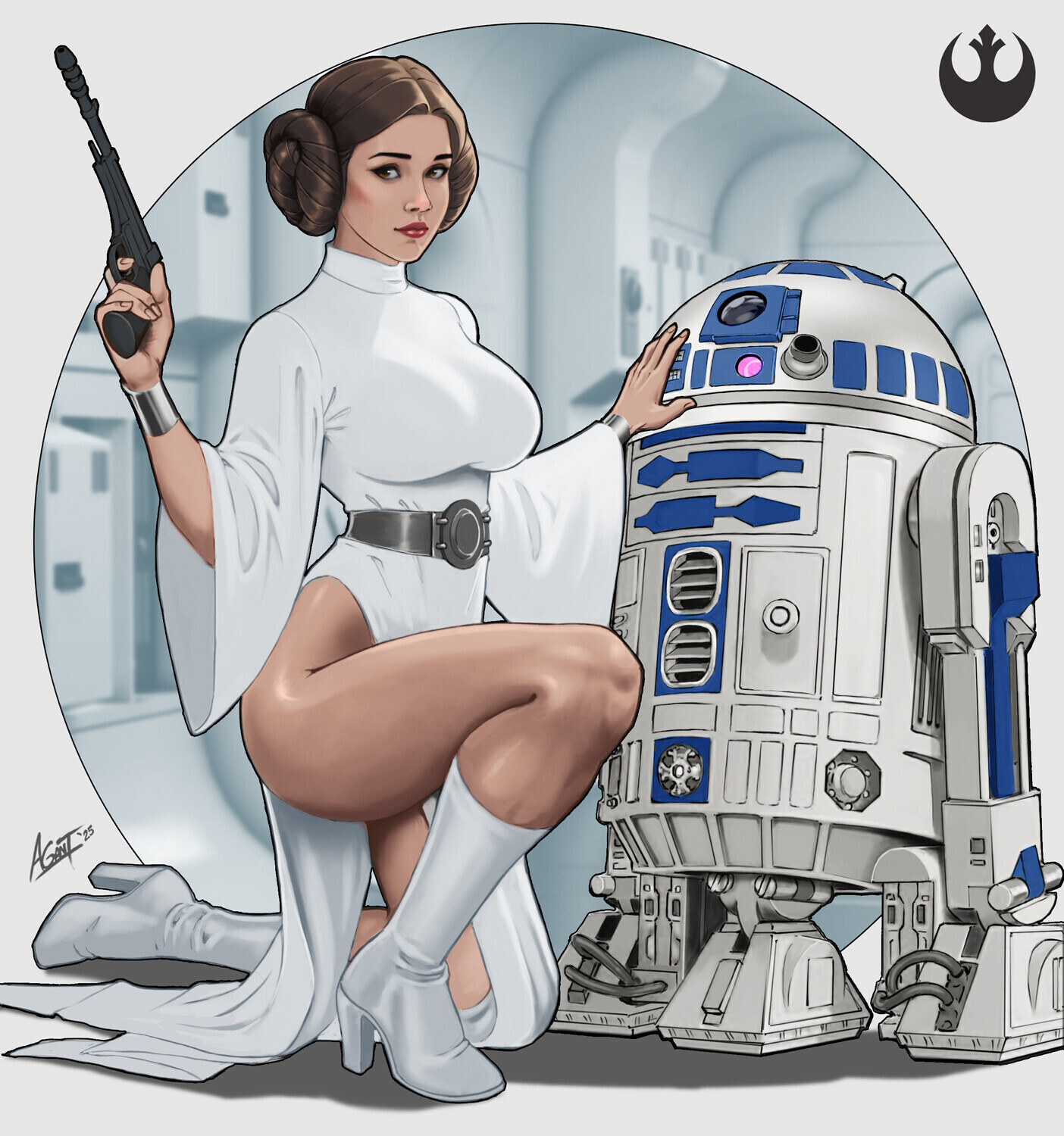 Princess Leia - Art, Star Wars, Princess Leia, R2-D2