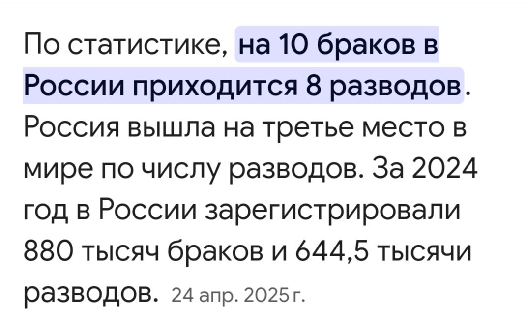 Причина разводов