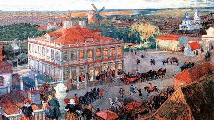 В Немецкой слободе. Картина А. Бенуа, 1909 год