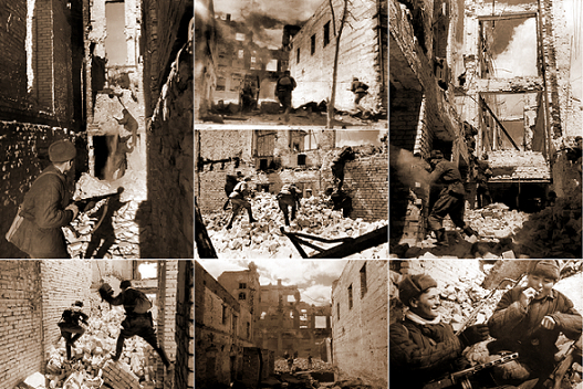 На фото: Серия фотографий Г. Зельмы, на которых, по мнению автора, снята реконструкция штурма школы №6