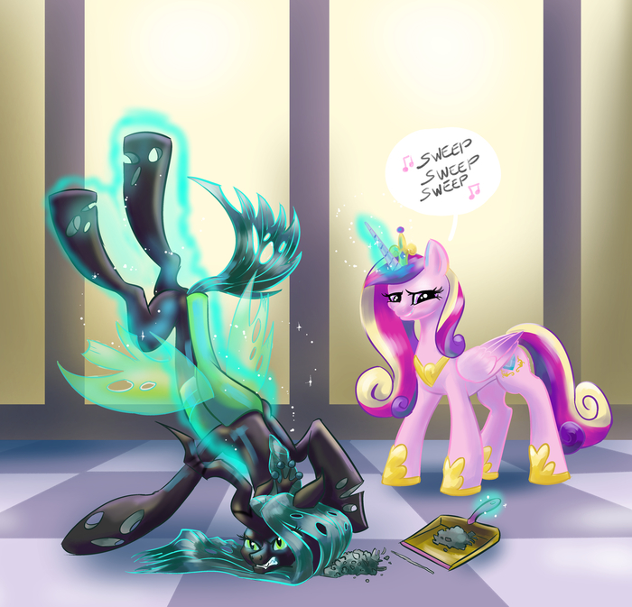 Sweep, sweep, sweep My Little Pony, Queen Chrysalis, Princess Cadance