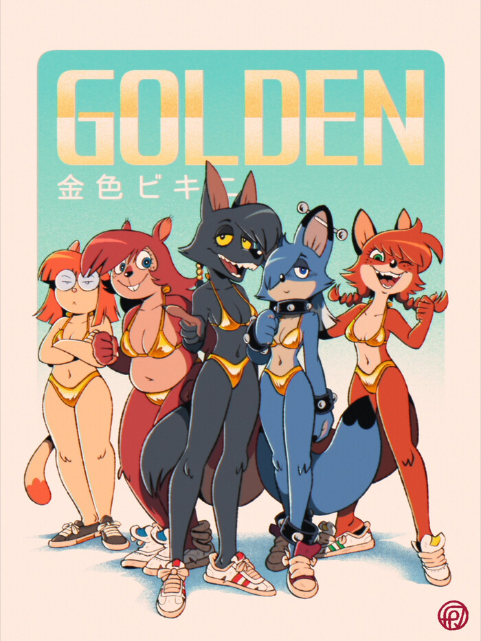 Golden bikini , , Fox-pop, Furry Cat, Furry squirrel, Furry wolf, Furry Fox, 