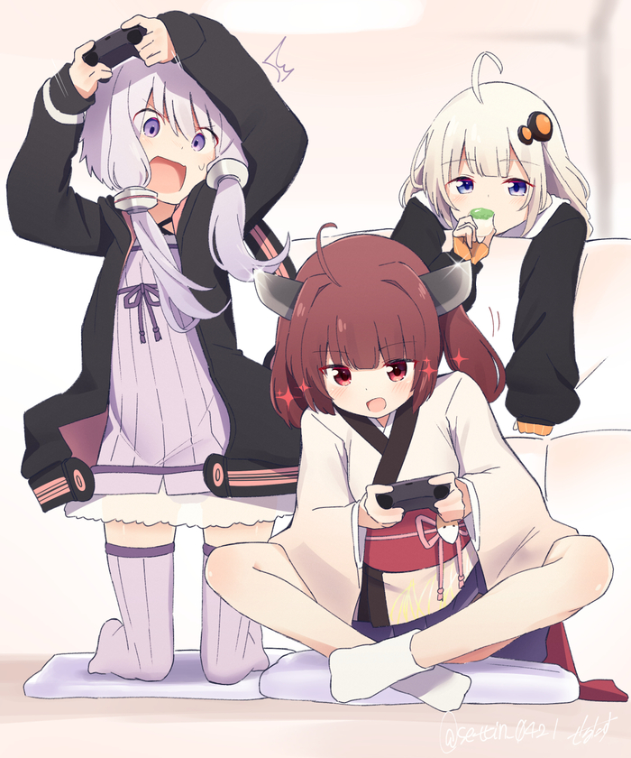 Gamers , Anime Art, Voiceroid, Vocaloid, Tohoku Kiritan, Yuzuki Yukari, Kizuna Akari