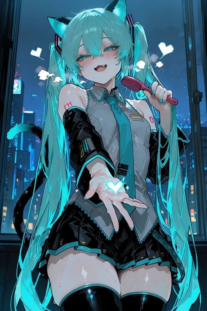 Miku , Anime Art,  , Animal Ears, Vocaloid, Hatsune Miku, 