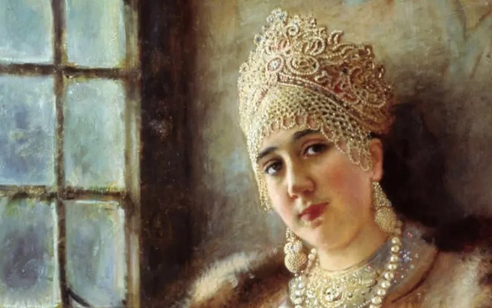 Фрагмент картины К. Маковского «Боярыня у окна», 1885 год