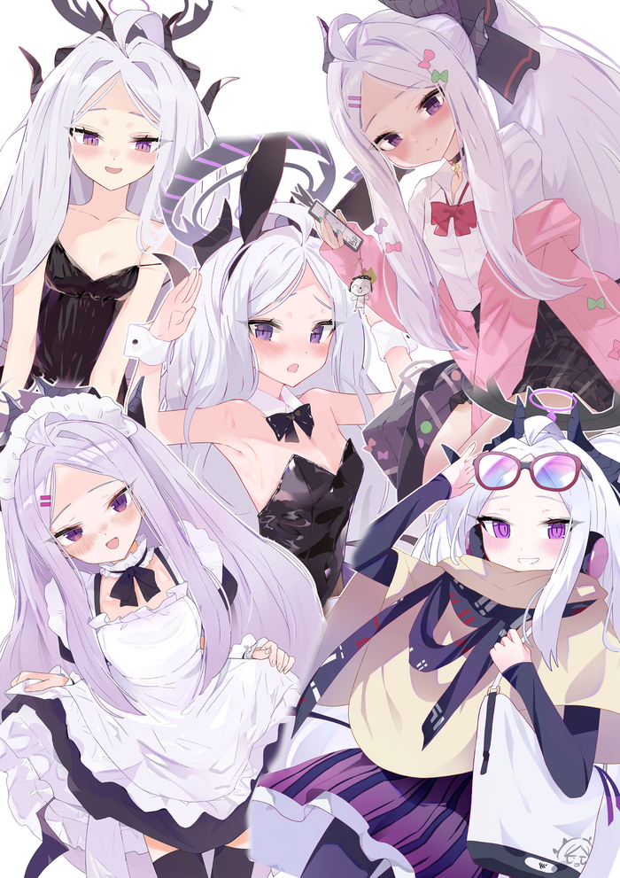 .   , Anime Art, Blue Archive, Sorasaki Hina,   , , Bunnysuit, Bunny Ears