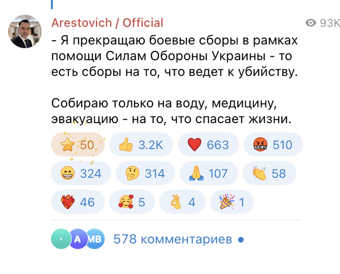 Арестович, Я прекращаю боевые сборы в рамках помощи Силам Обороны Украины