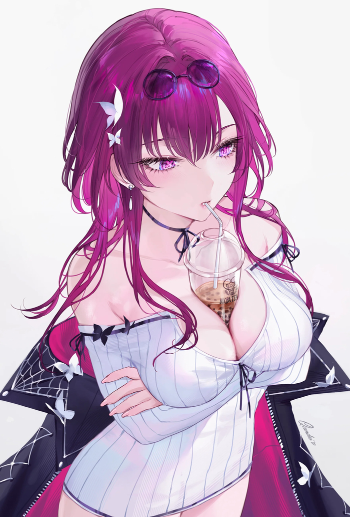 Kafka , Anime Art, Honkai: Star Rail, Kafka (Honkai: Star Rail), Bubble tea Challenge, 
