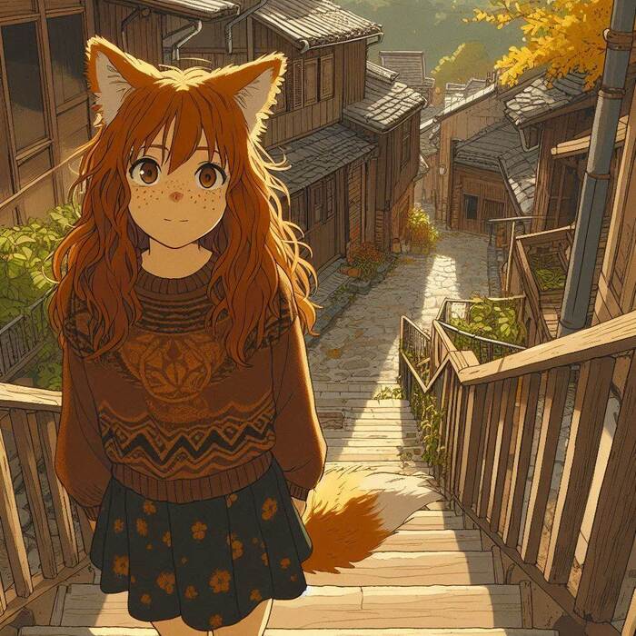 День рыжих! Аниме, Арты нейросетей, Anime Art, Нейронные сети, Арт, Девушки, Original Character, Кицунэ, Animal Ears, Хвост, Рыжие, Веснушки, Ginger & White, Длиннопост
