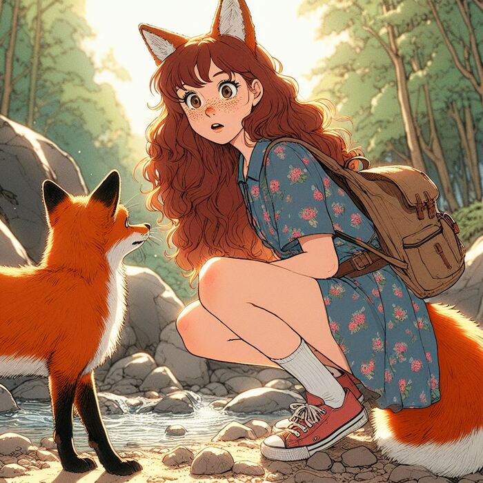 День рыжих! Аниме, Арты нейросетей, Anime Art, Нейронные сети, Арт, Девушки, Original Character, Кицунэ, Animal Ears, Хвост, Рыжие, Веснушки, Ginger & White, Длиннопост