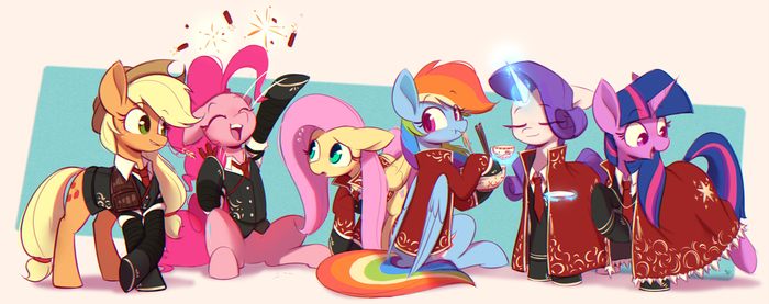 Mane Liu Association Fixers My Little Pony, Twilight Sparkle, Fluttershy, Rarity, Rainbow Dash, Pinkie Pie, Applejack, MLP Crossover, Limbus Company, Scribble-potato