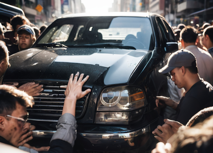 Промпт был такой: "автомобиль в пробке, двигатель заглох, водитель закрыл лицо руками и плачет". Где водитель? Где лицо? Ну хоть автомобиль есть, уже спасибо. Нейросети, которые нас всех заменят.
