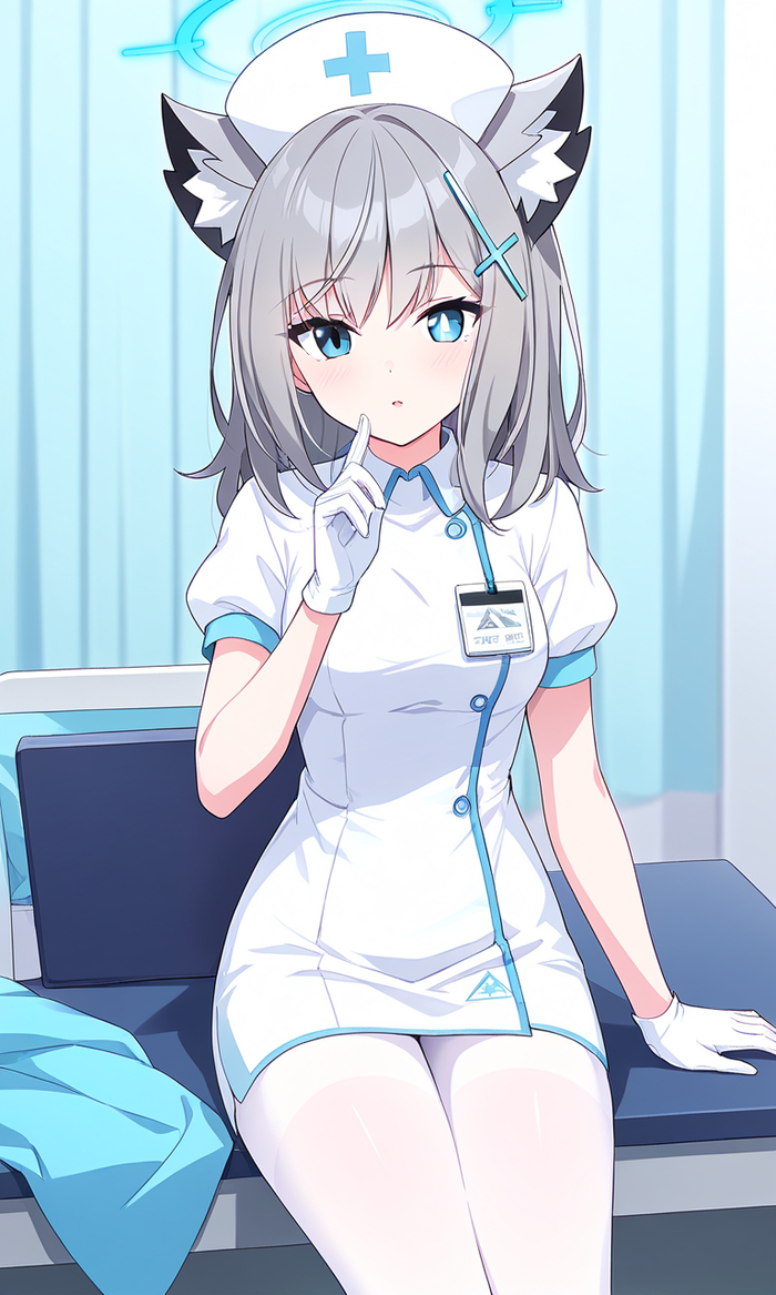           ?  , Anime Art, , Blue Archive, Animal Ears, Sunaookami Shiroko, 