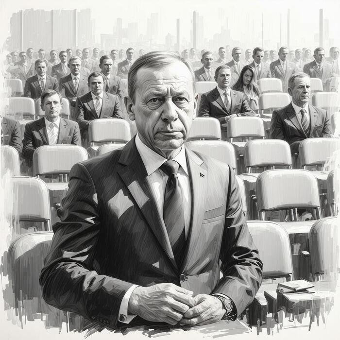 Старина Эрди и много пустых стульев. Все его.