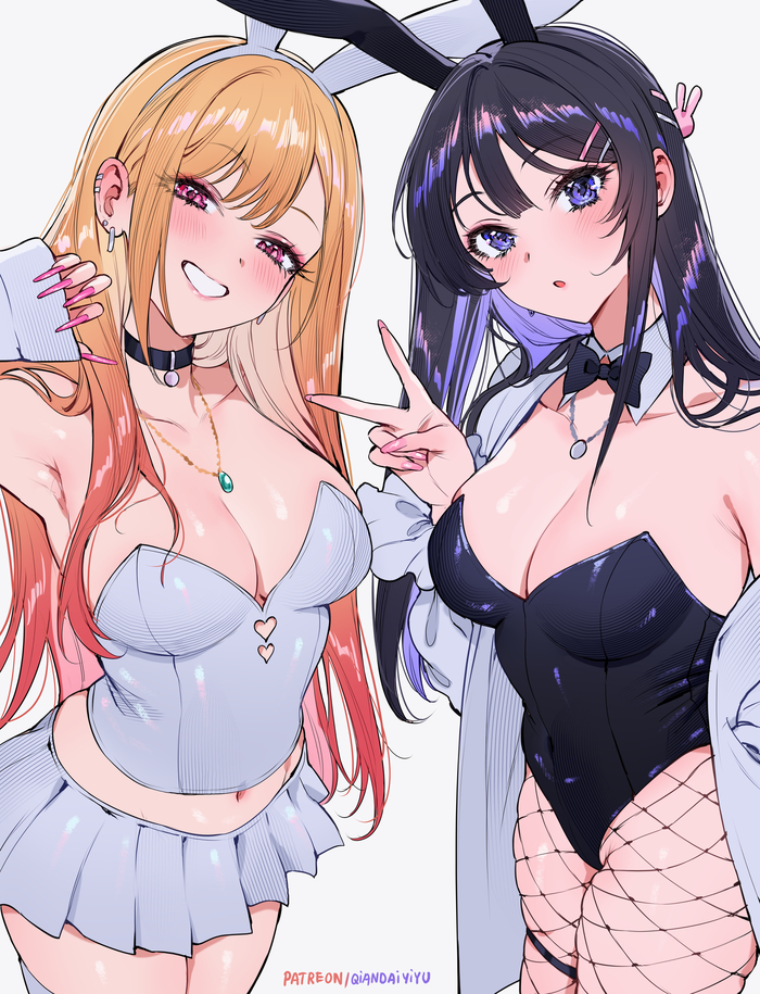  Qiandaiyiyu, Sono Bisque Doll wa Koi wo Suru, Marin Kitagawa, Rascal Does Not Dream of Bunny Girl Senpai, Mai Sakurajima, Anime Art, , Bunnysuit
