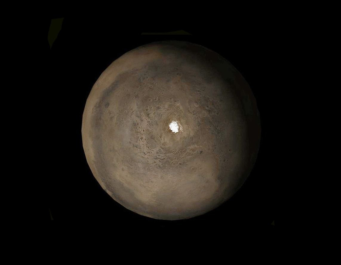 Вид на Южный полюс Красной планеты.