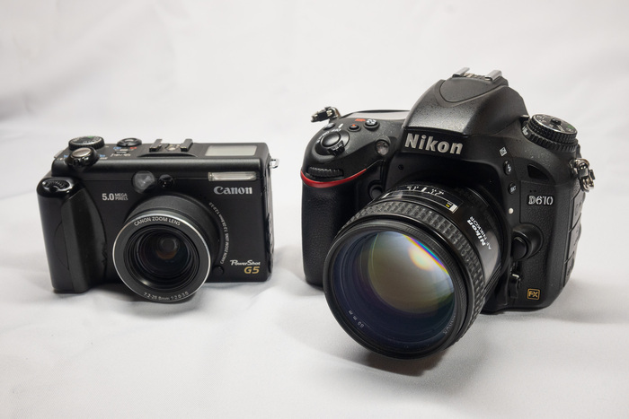 Nikon D610 AF 85mm f/1.8 D против компакта