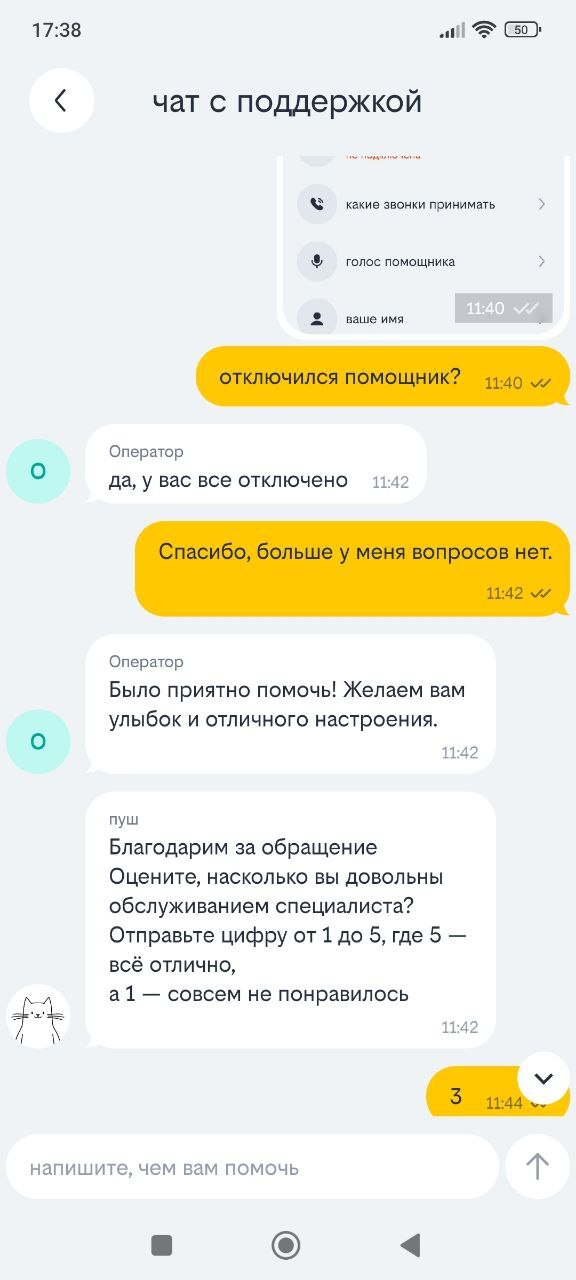 Отключила помощника.