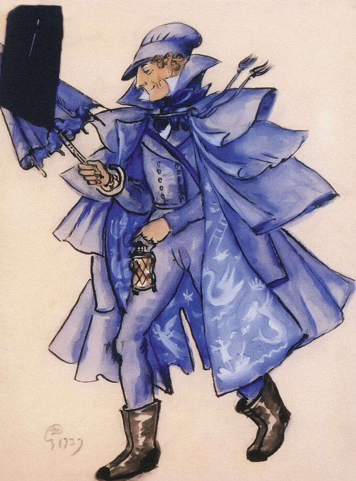 Эскиз костюма Оле-Лукойе к пьесе В. Смирновой «Сказки Андерсена» (1939)