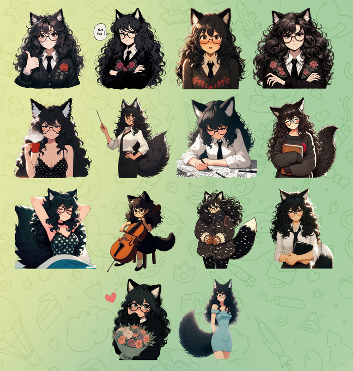   -   , , Anime Art, , , Original Character, , Animal Ears, , ,  Telegram, Ginger & White