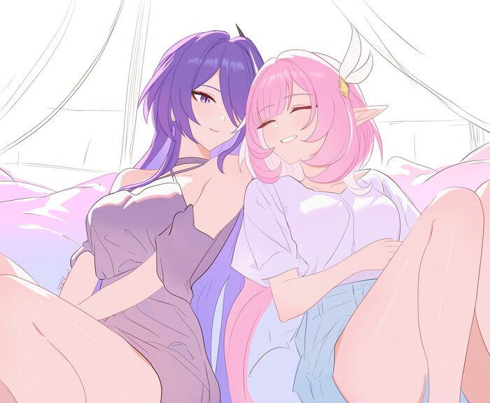 Acheron & Cyrene Anime Art, Honkai: Star Rail, Acheron (Honkai: Star Rail), Cyrene (Honkai: Star Rail)