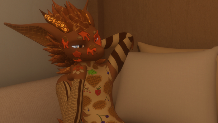Cookie waffle with berries and syrup Furry Fox, Furry Art, Vrchat, , , , , Cookie, 