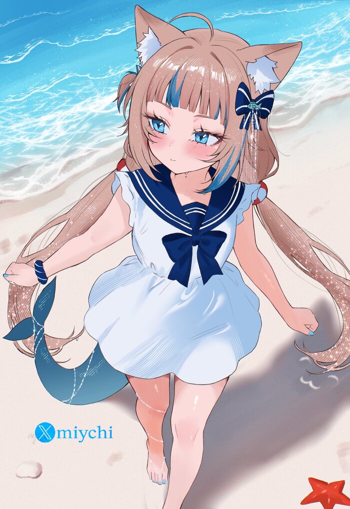 Saba , Anime Art, Virtual YouTuber, Animal Ears, Sameko Saba
