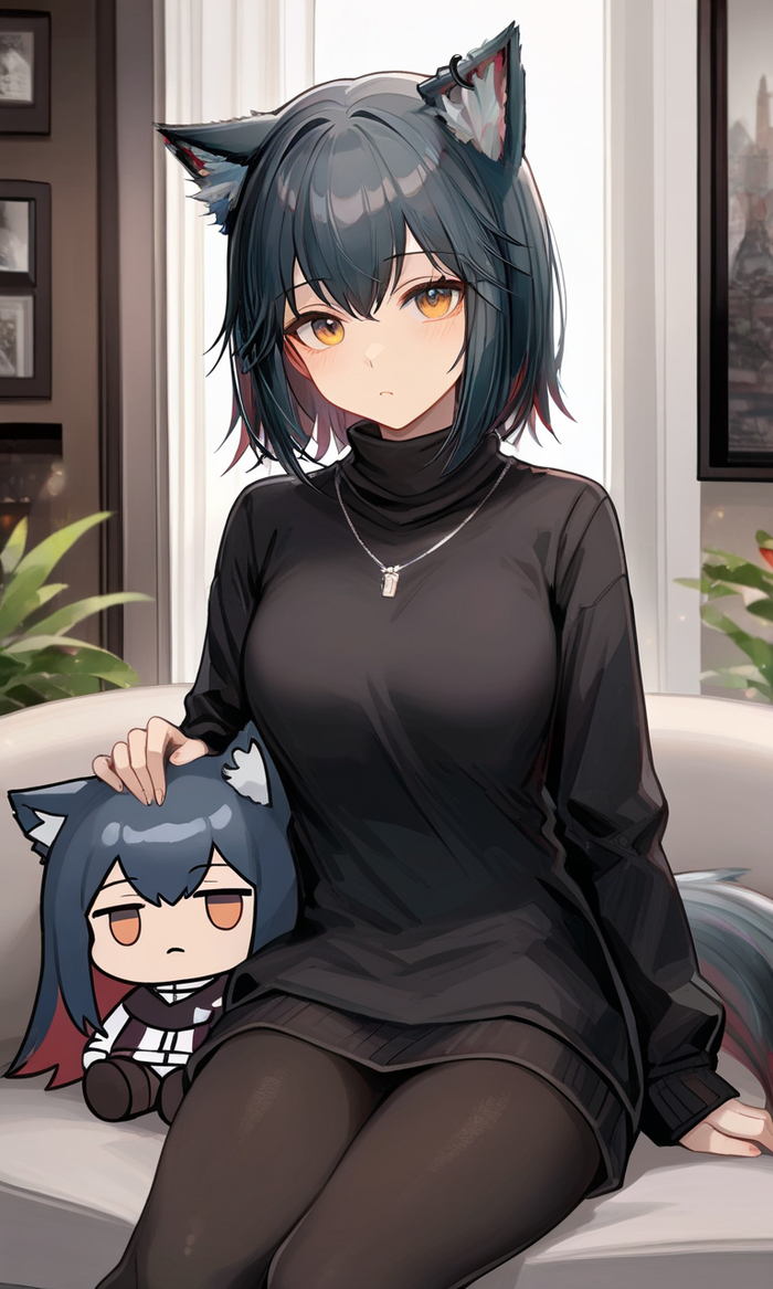 ,    , Anime Art, , Animal Ears, Arknights, Texas (Arknights)